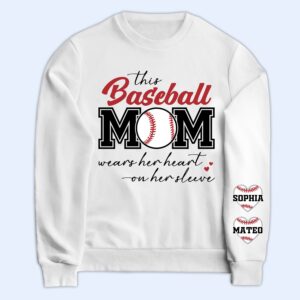 Vacation Vibe Sweatshirt This Baseball Mom Wear Her Heart On Her Sleeve - Gift For Sport Mom, Basketball, Baseball, Softball Mom - Personalized Unisex Sweatshirt With Design On Sleeve Set of 10