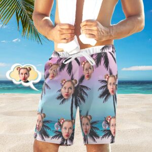 Custom Swim Shorts Men's Photo Swim Trunks Men's Gifts - Palm