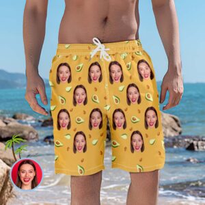 Men's Gifts - Avocado Custom Face Hawaiian Shorts Men's Photo Swim Trunks
