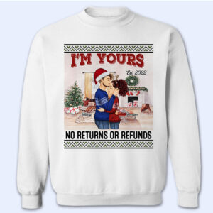 Dynamic Hue Sweatshirt No Returns Or Refunds - Christmas Couple Gift - Personalized Custom Sweatshirt