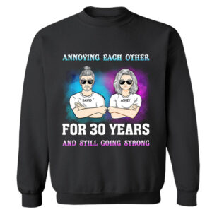 Dynamic Hue Sweatshirt Family Couple Annoying Each Other For Year - Personalized Custom Sweatshirt Set of 3