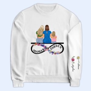 Dynamic Hue Sweatshirt Birth Month Flower Mama's Garden - Gift For Mother - Personalized Sweatshirt With Sleeve Imprint Set of 10