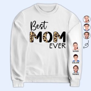 Dynamic Hue Sweatshirt Custom Photo Best Mom Ever - Gift For Mothers And Grandmas - Personalized Sweatshirt With Sleeve Imprint Set of 2