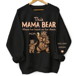 Vacation Vibe Sweatshirt This Mama Bear Wears Her Heart - Gift For Mom, Nana - Personalized Unisex Sweatshirt With Design On Sleeve Set of 3