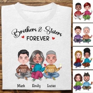 Classic Touch T-shirt Brothers & Sisters - Brothers & Sisters Forever - Personalized T-Shirt (TB) Set of 3