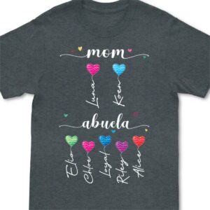 Lively Design T-shirt Grandma - Mom Grandma Heart Balloon Kids - Personalized Unisex T-shirt Set of 4