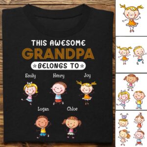 Classic Touch T-shirt Grandpa - This Grandpa Belongs To -  Personalized Unisex T-Shirt Set of 2