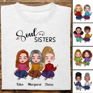 Classic Touch T-shirt Sisters - Soul Sisters - Personalized T-Shirt Set of 4